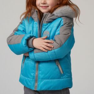 Gerry Girls 3-in-1 Winter Jacket Puffer & Removable Fleece Liner Blue Gray 2T